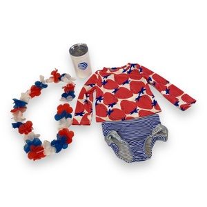 CARTERS 2 Pc Rash Sun Guard Swim Top+bottoms water bottle and lae 18 months